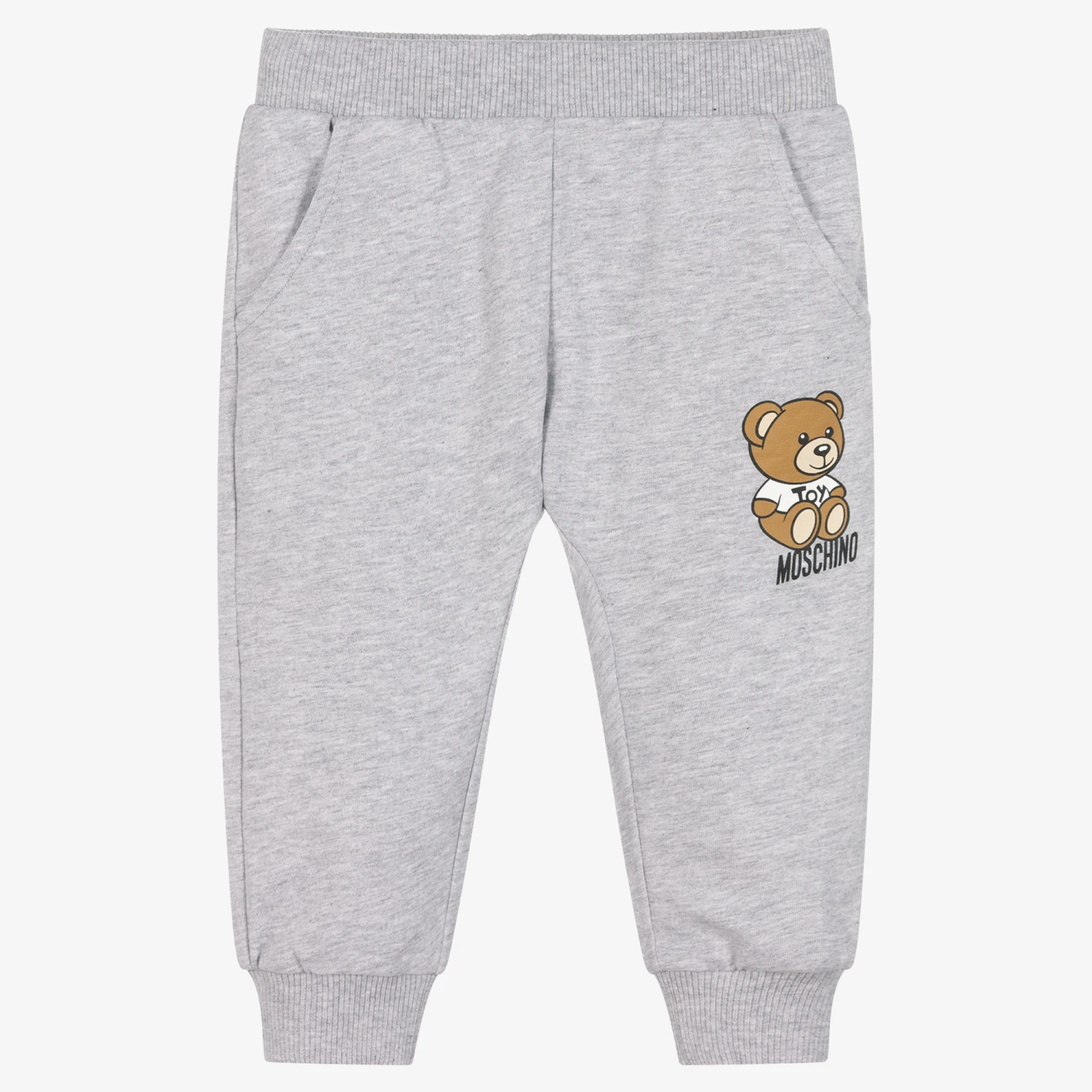 Moschino Baby Grey Marl Cotton Logo Joggers 1 Moschino Baby Grey Marl Cotton Logo Joggers