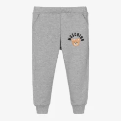 Moschino Baby Grey Organic Cotton Logo Joggers