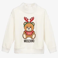 Moschino Kid-Teen Ivory Cotton Logo Sweatshirt