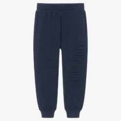 Moschino Kid-Teen Navy Blue Cotton Jersey Logo Joggers
