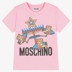 Moschino Kid-Teen Pink Cotton Fun Fair Teddy Logo T-Shirt