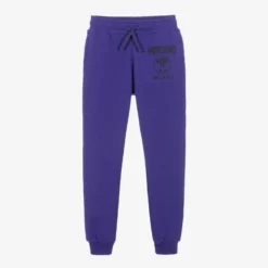 Moschino Kid-Teen Purple Cotton Logo Joggers