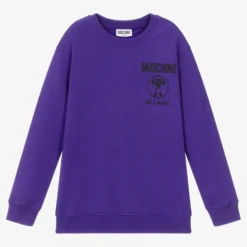 Moschino Kid-Teen Purple Cotton Logo Sweatshirt