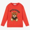Moschino Kid-Teen Red Cotton Knit Teddy Bear Jumper
