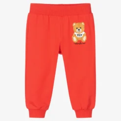 Moschino Baby Red Cotton Logo Joggers