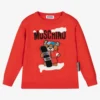 Moschino Kid-Teen Red Cotton Snowboarding Teddy Sweater
