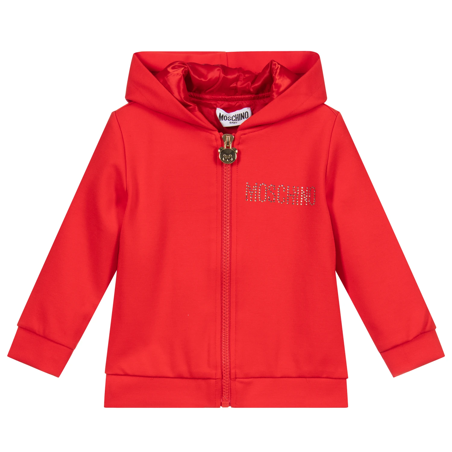Moschino Baby Red Hooded Logo Jacket 1 Moschino Baby Red Hooded Logo Jacket