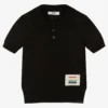 MSGM Boys Black Knitted Polo Shirt
