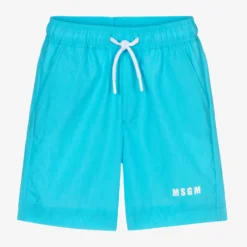 MSGM Boys Blue Logo Swim Shorts