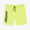 MSGM Boys Neon Yellow Logo Swim Shorts