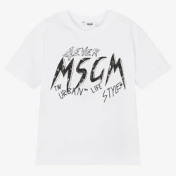 MSGM Boys White Cotton Logo T-Shirt