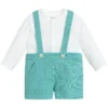 Nanos Green & Ivory Linen Shorts Set