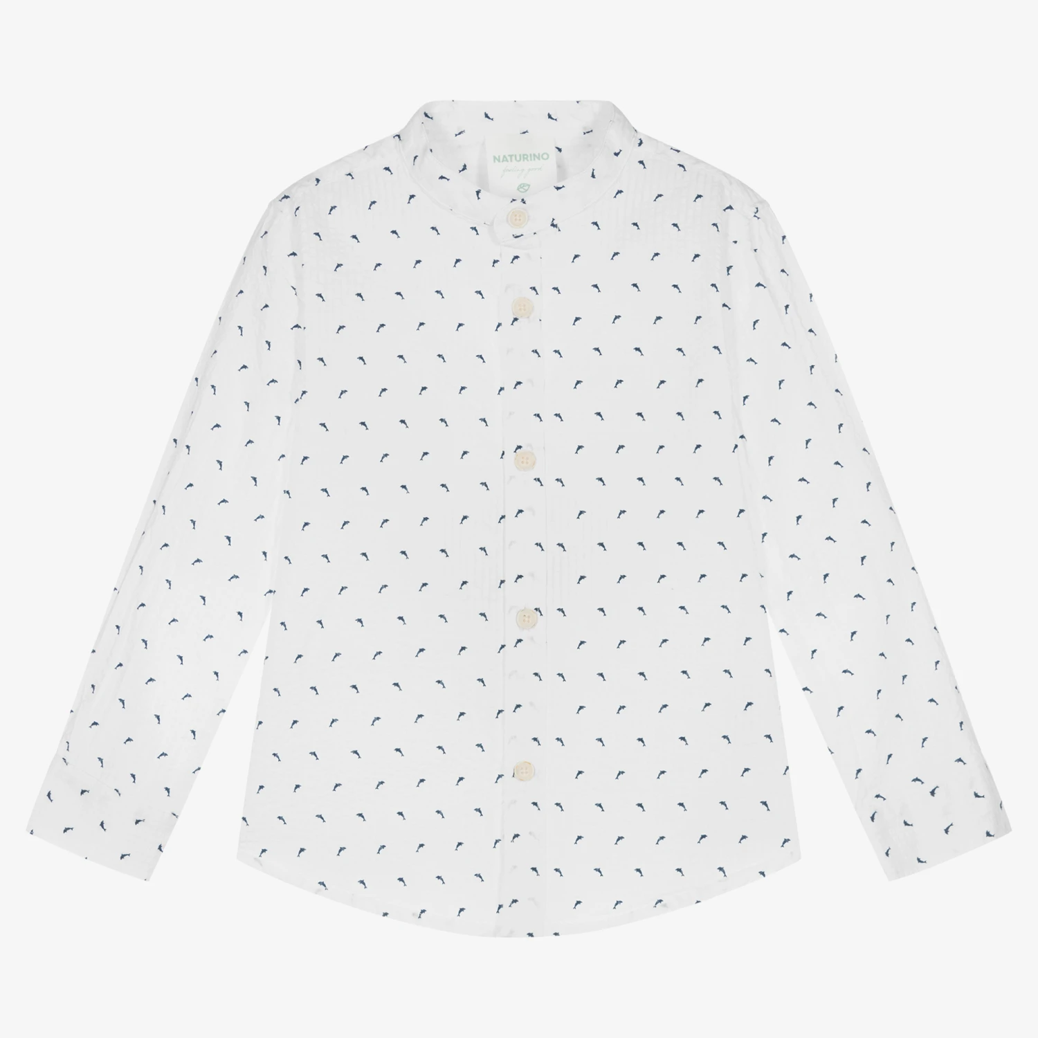 Naturino Boys White Cotton Dolphin Shirt 1 Naturino Boys White Cotton Dolphin Shirt