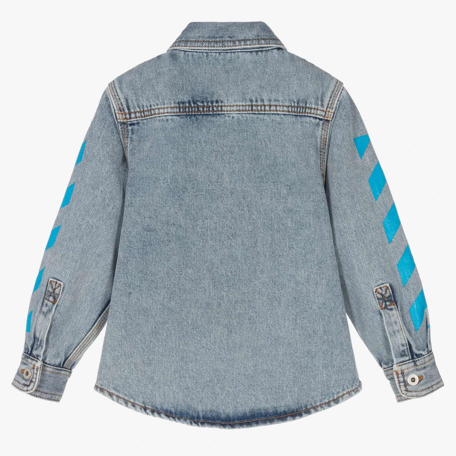 Off-White Boys Blue Diagonals Denim Shirt 2 Off-White Boys Blue Diagonals Denim Shirt - Image 2