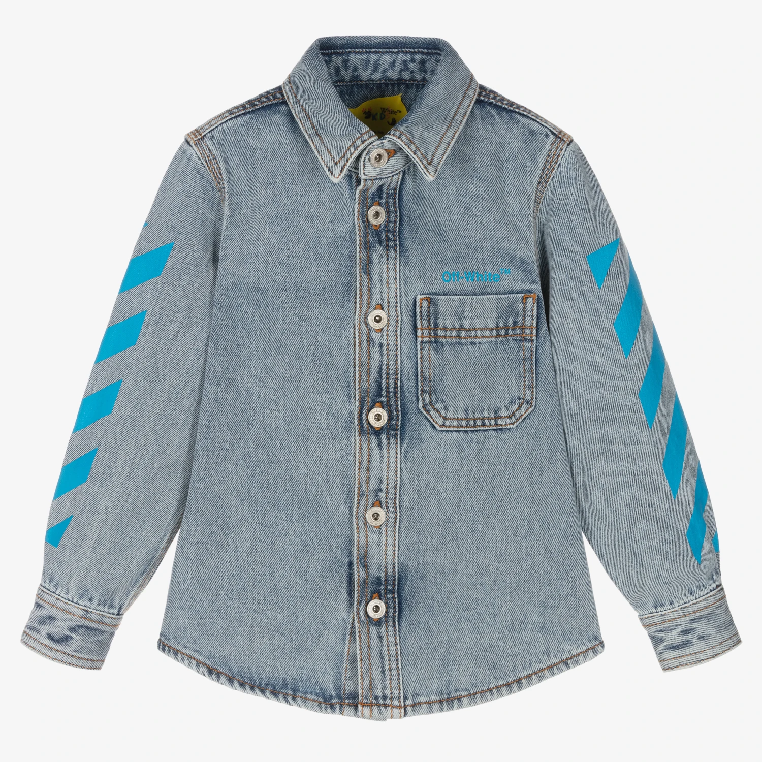 Off-White Boys Blue Diagonals Denim Shirt 1 Off-White Boys Blue Diagonals Denim Shirt