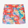 Off-White Boys Red & Purple Abstract Logo Shorts