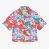 Off-White Boys Red & Purple Cotton Abstract Logo Shirt