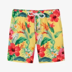 Olga Valentine Boys Yellow Floral Swim Shorts (UPF50+)