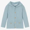 Paloma De La O Blue Hooded Knit Cardigan