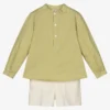 Paloma De La O Boys Green & Ivory Shorts Set