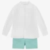 Paloma De La O Boys White & Blue Shorts Set