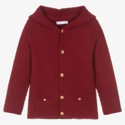 Paloma De La O Red Hooded Knit Cardigan