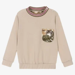 Pan Con Chocolate Boys Beige Jersey Sweatshirt