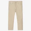 Pan Con Chocolate Boys Beige Linen & Cotton Trousers