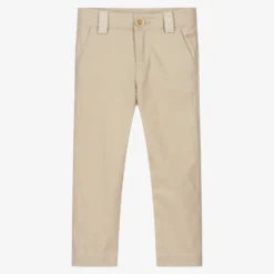 Pan Con Chocolate Boys Beige Linen & Cotton Trousers