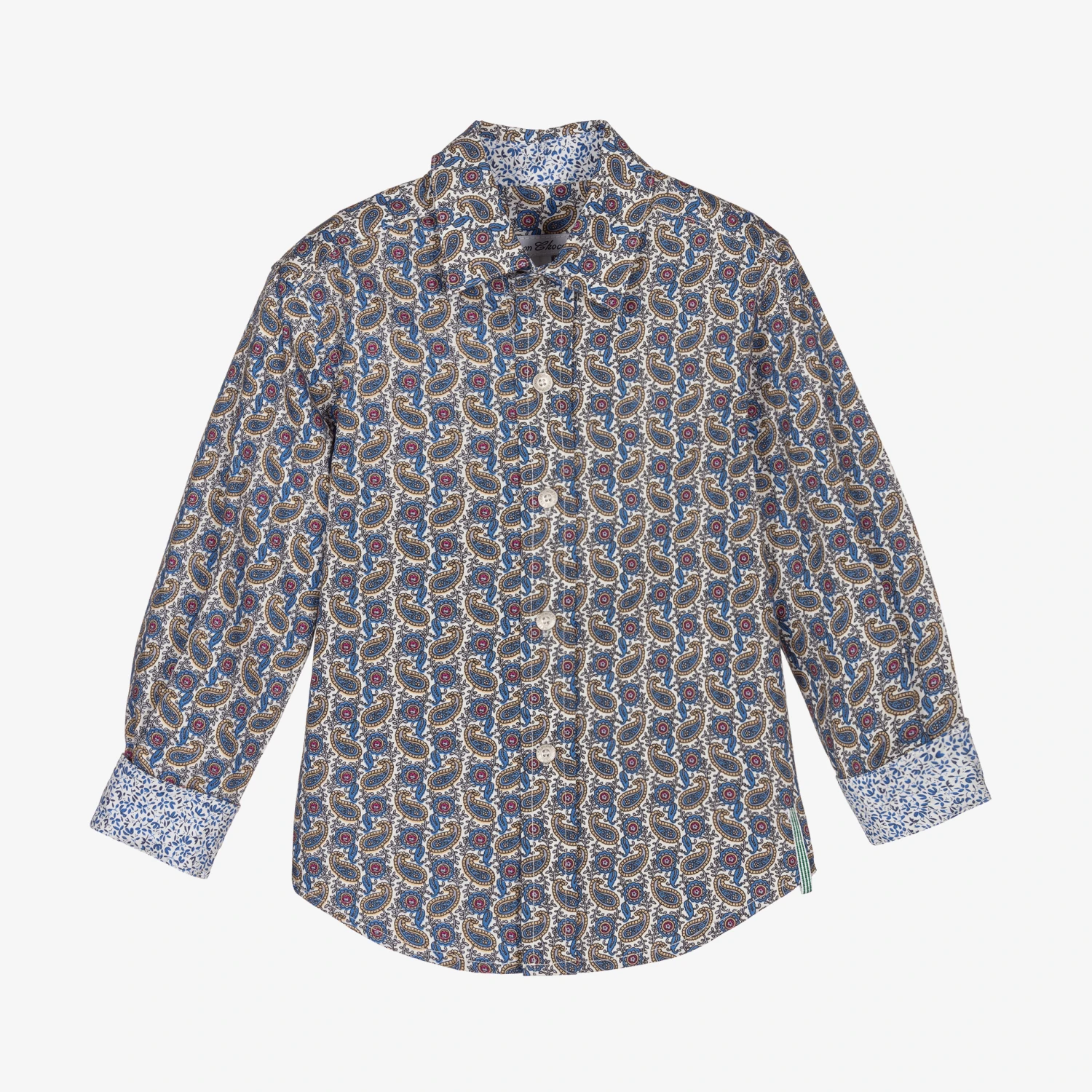 Pan Con Chocolate Boys Blue Cotton Paisley Shirt 3 Pan Con Chocolate Boys Blue Cotton Paisley Shirt - Image 3