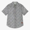 Pan Con Chocolate Boys Blue Floral Cotton Shirt