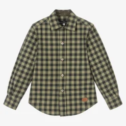 Pan Con Chocolate Boys Green Gingham Shirt
