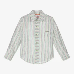 Pan Con Chocolate Boys Green Striped Shirt