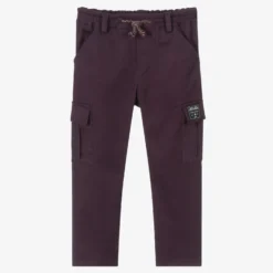 Pan Con Chocolate Boys Purple Cotton Trousers