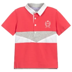 Pan Con Chocolate Boys Red Cotton Polo Shirt