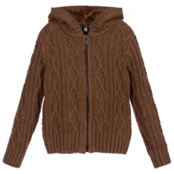 Pan Con Chocolate Brown Knitted Zip-Up Top