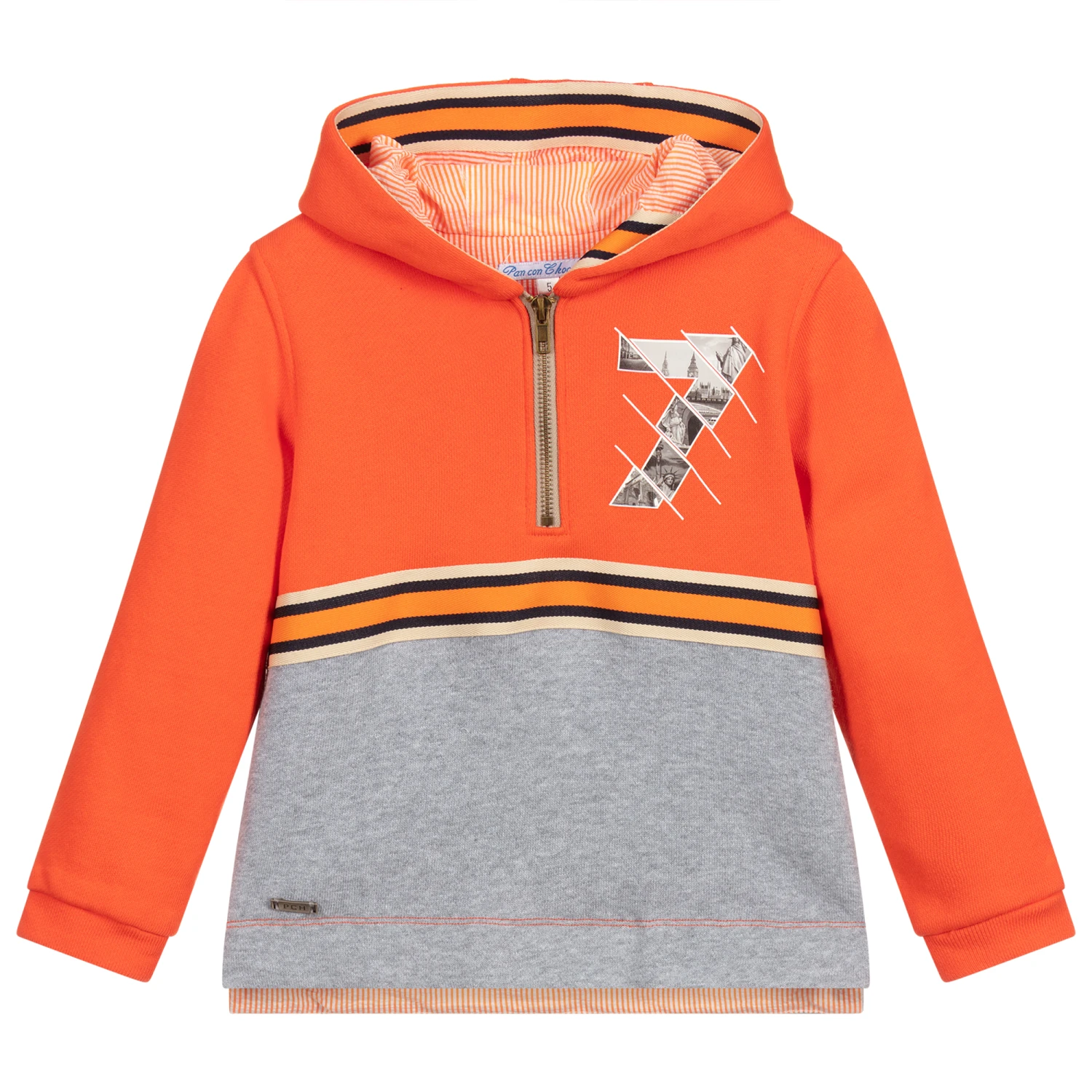 Pan Con Chocolate Orange & Grey Cotton Hoodie 1 Pan Con Chocolate Orange & Grey Cotton Hoodie