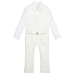 Patachou 3 Piece Ivory Velvet Suit