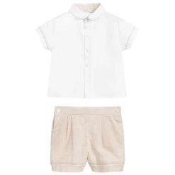 Patachou Beige & Ivory Linen Shorts Set -Outlet Little Gents Set Store patachou beige ivory linen shorts set 284814 f209503372afbec81080e92395724339ea943f82