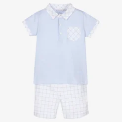Patachou Boys Blue Check Shorts Set