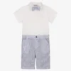 Patachou Boys Blue & White Striped Linen Shorts Set
