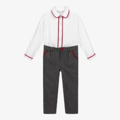 Patachou Boys Grey & White Trouser Set