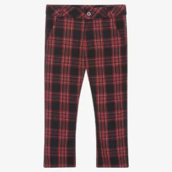 Patachou Boys Red & Navy Blue Check Trousers