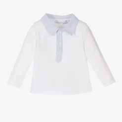 Patachou Boys White Cotton Polo Shirt