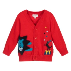 Paul Smith Junior Red Cotton Knit Cardigan