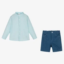 Paz Rodriguez Boys Blue Cotton Shorts Set -Outlet Little Gents Set Store paz rodriguez boys blue cotton shorts set 505812 04c42c8eefed1de2756207fc95bd26b007e20627