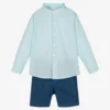 Paz Rodriguez Boys Blue Cotton Shorts Set