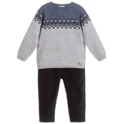 Paz Rodriguez Boys Blue & Grey Trouser Set