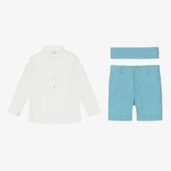 Paz Rodriguez Boys Blue & White Linen Shorts Set -Outlet Little Gents Set Store paz rodriguez boys blue white linen shorts set 505830 c7a57c24f019f3efa8b626d4260944804ecfb004