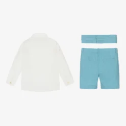 Paz Rodriguez Boys Blue & White Linen Shorts Set -Outlet Little Gents Set Store paz rodriguez boys blue white linen shorts set 505830 ee952eedb2610a6f038617527481503d3676ddf9